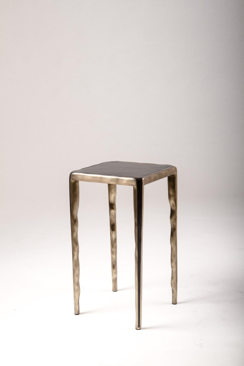 Hand-Crafted Melting Nesting Side Table Set of 3 in Shagreen, Shell and Brass by R&Y Augousti For Sale