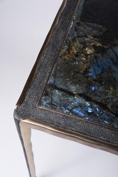 Melting Nesting Side Table Set of 3 in Shagreen Lemurian & Brass by R&Y Augousti