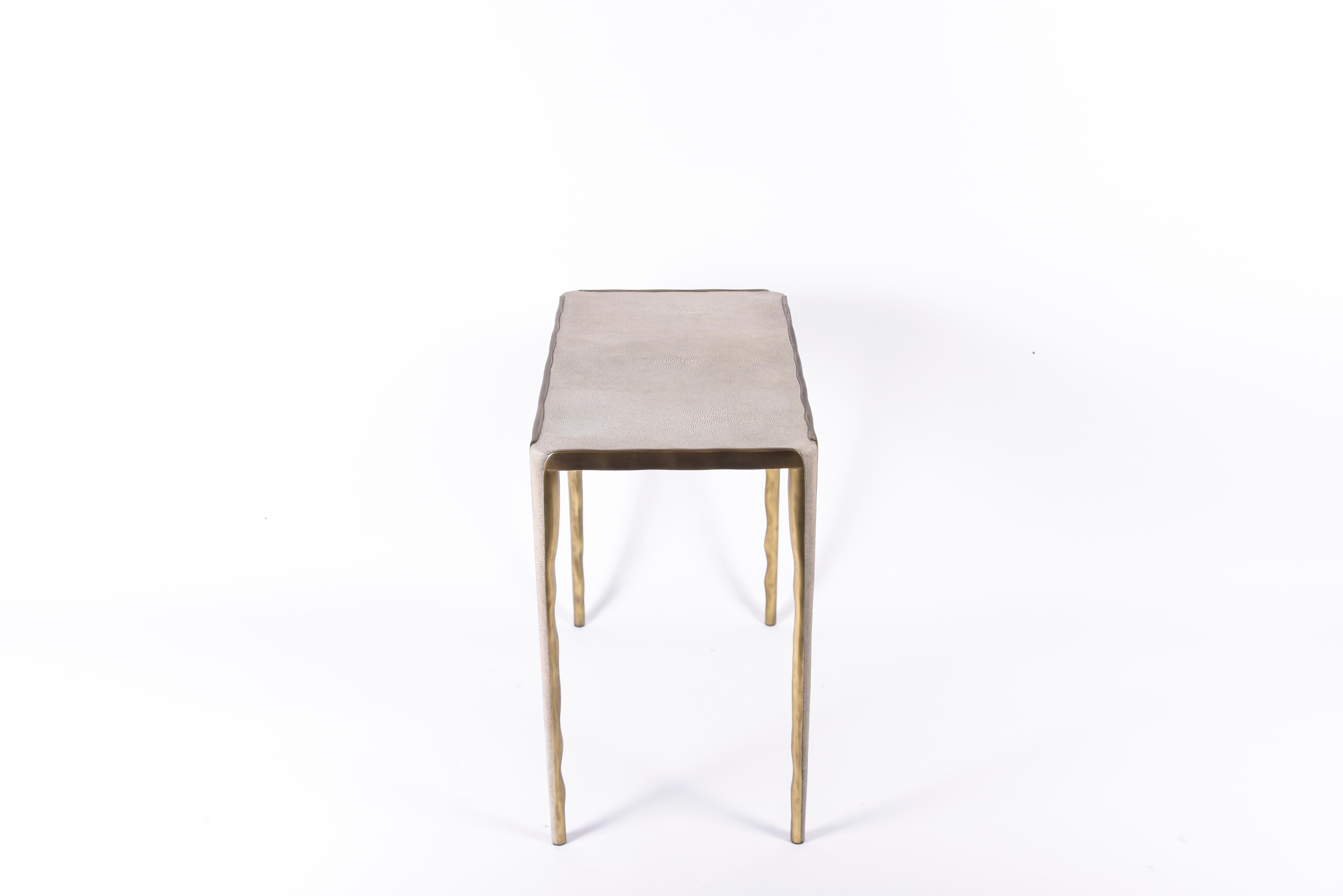Melting Nesting Side Table Set of 3 in Shagreen, Onyx and Brass by R&Y Augousti For Sale 10