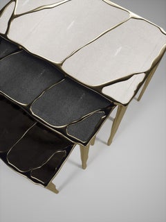 Nesting Side Tables in Shagreen, Shell and Bronze-Patina Brass by R&Y Augousti