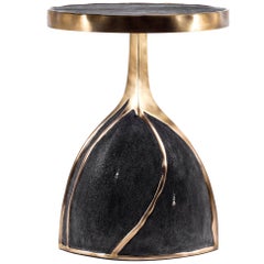 Melting Side Table in Black Shagreen & Bronze-Patina Brass by R&Y Augousti