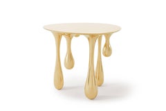 Melting Side Table Polished Brass by Zhipeng Tan