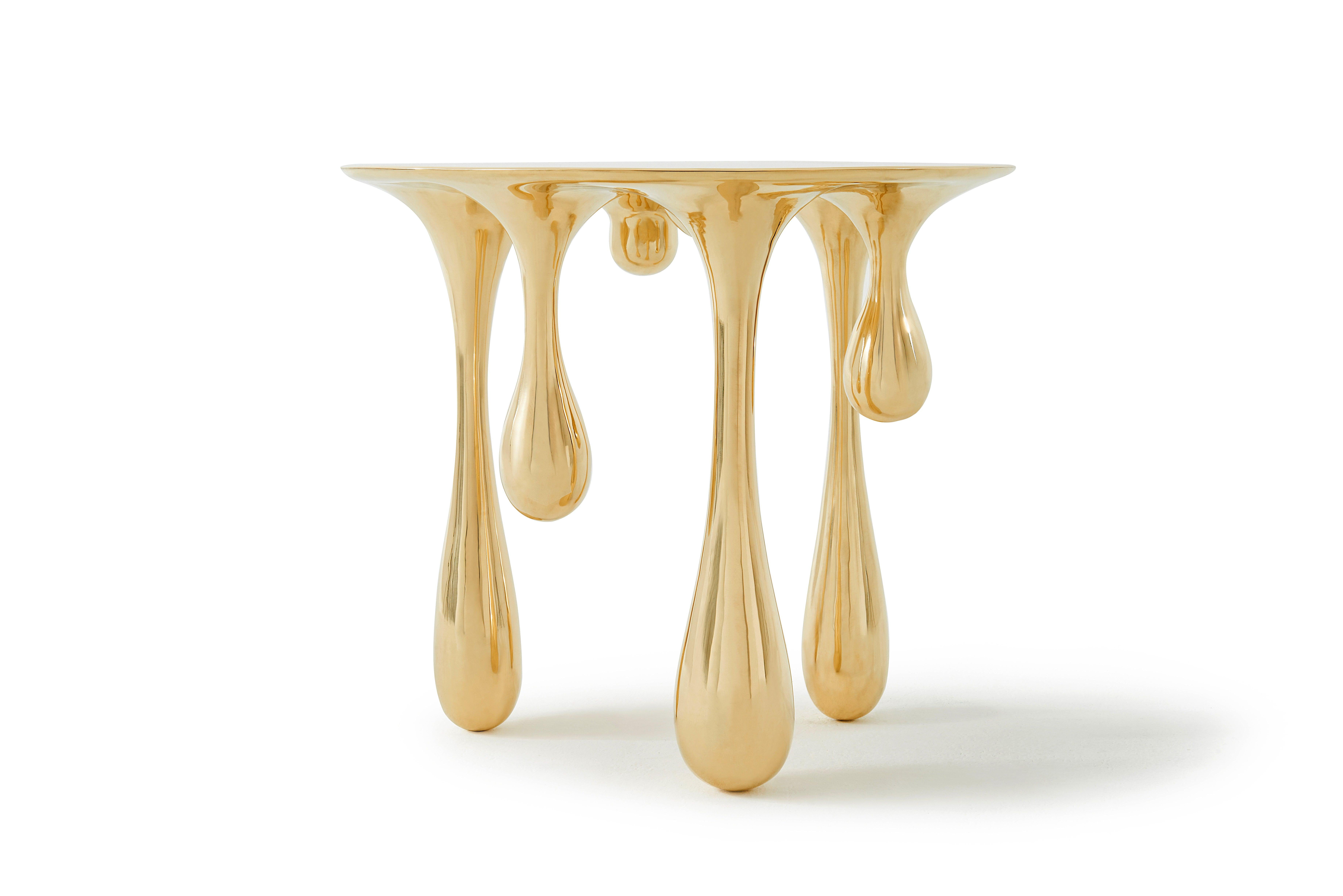 gold drip side table