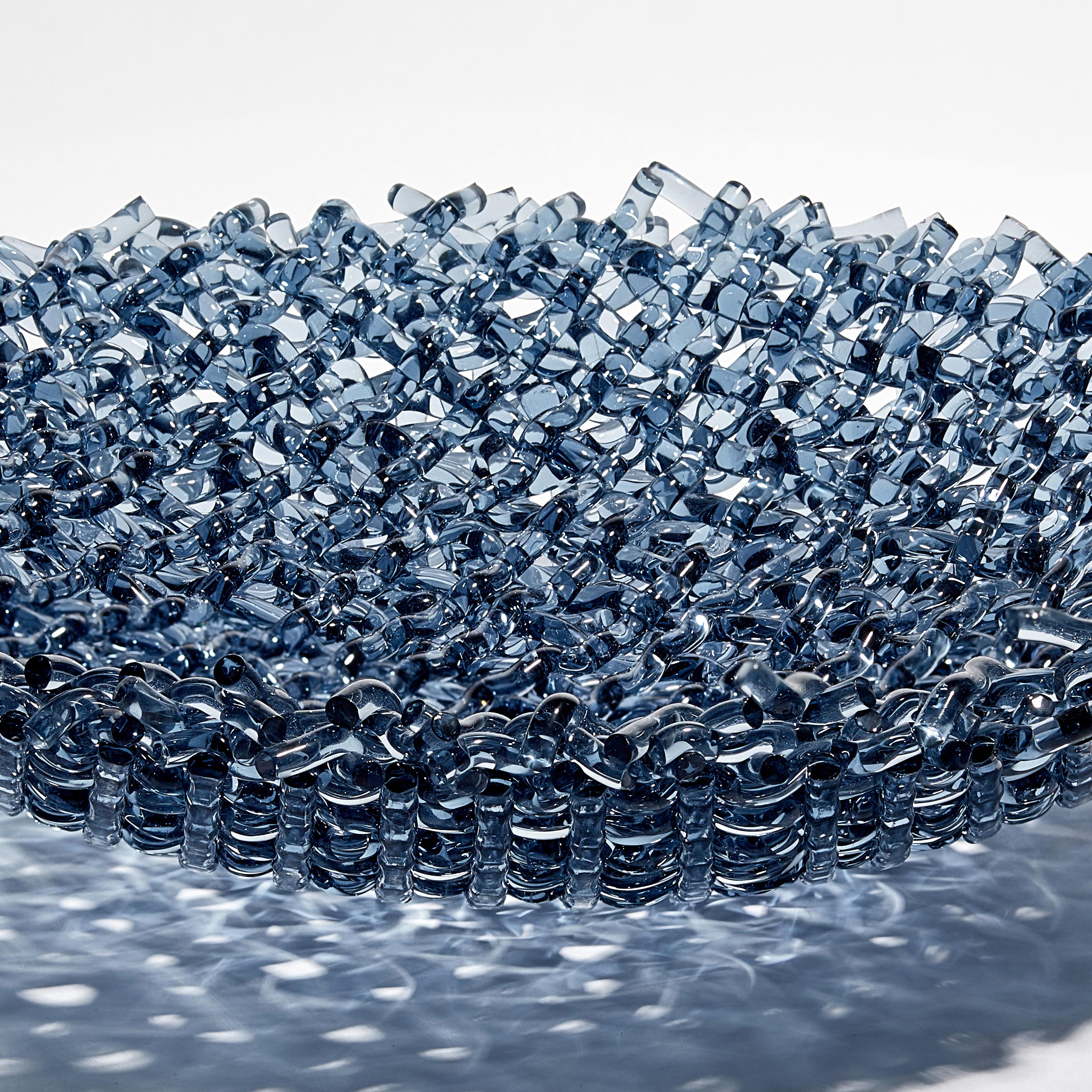 Organic Modern Meltwater, a Unique Woven Blue Glass Sculptural Centrepiece by Cathryn Shilling