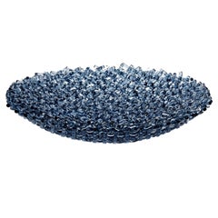 Meltwater, a Unique Woven Blue Glass Sculptural Centrepiece by Cathryn Shilling