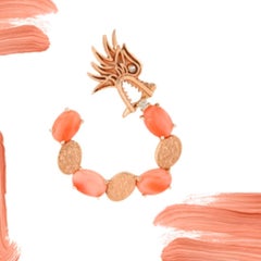 Melusine Coral Hoop 14k Rose Gold Earrings with Diamond