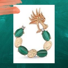 Melusine Malachite 14k Rose Gold Hoop Earrings with Diamond