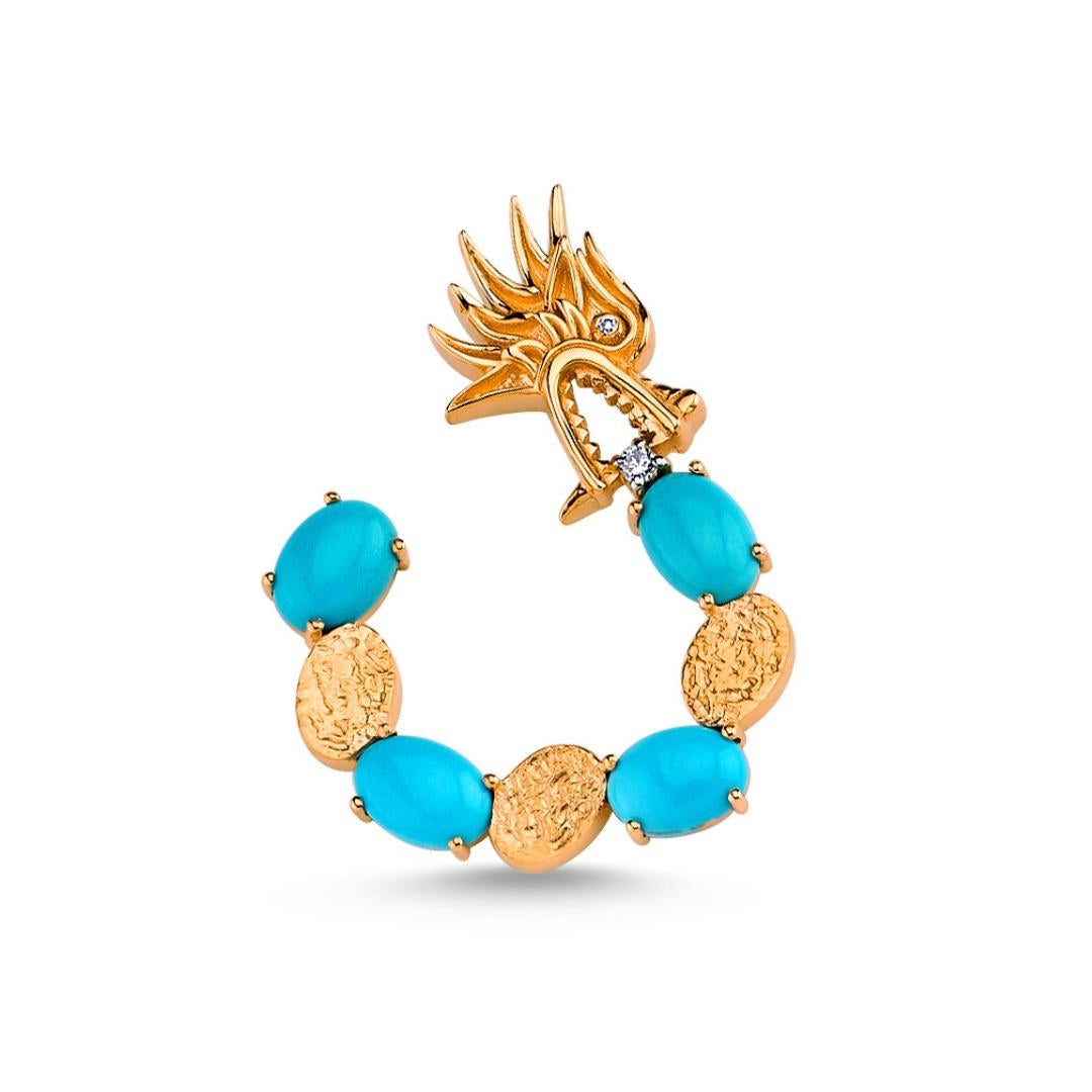 Selda Jewellery: 14 Karat Roségold Türkis-Ohrringe mit Diamanten (Moderne) im Angebot