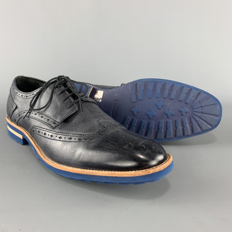 MELVIN and HAMILTON 10 Navy Antique Leather Wingtip Lace Up EDDY ...