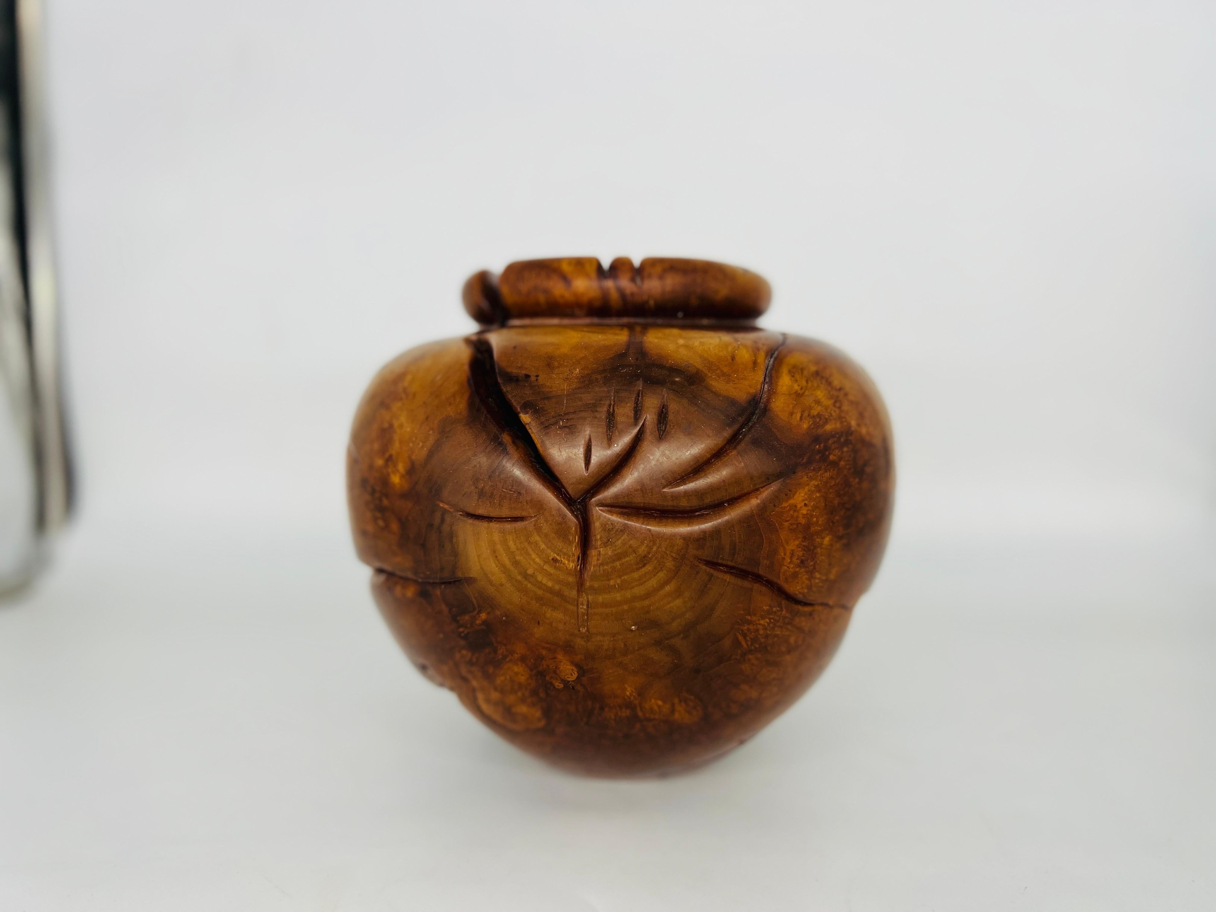 20th Century Melvin Lindquist American Cherry Burl Turned Wood Vessel, circa 1982 For Sale