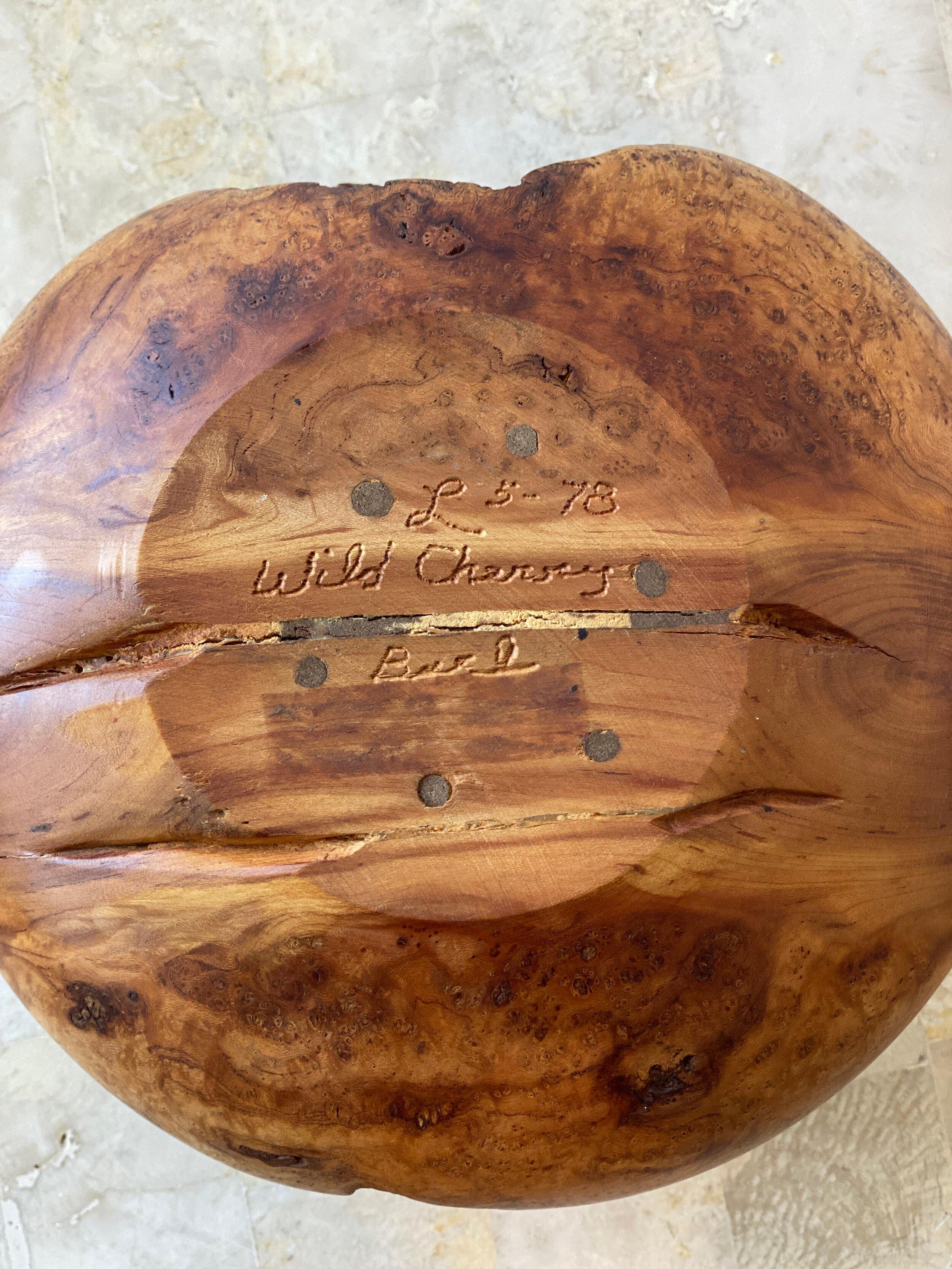 Melvin Lindquist Sculptural Turned Cherry Burl Wood Vase, Signed and Dated 1978 For Sale 3