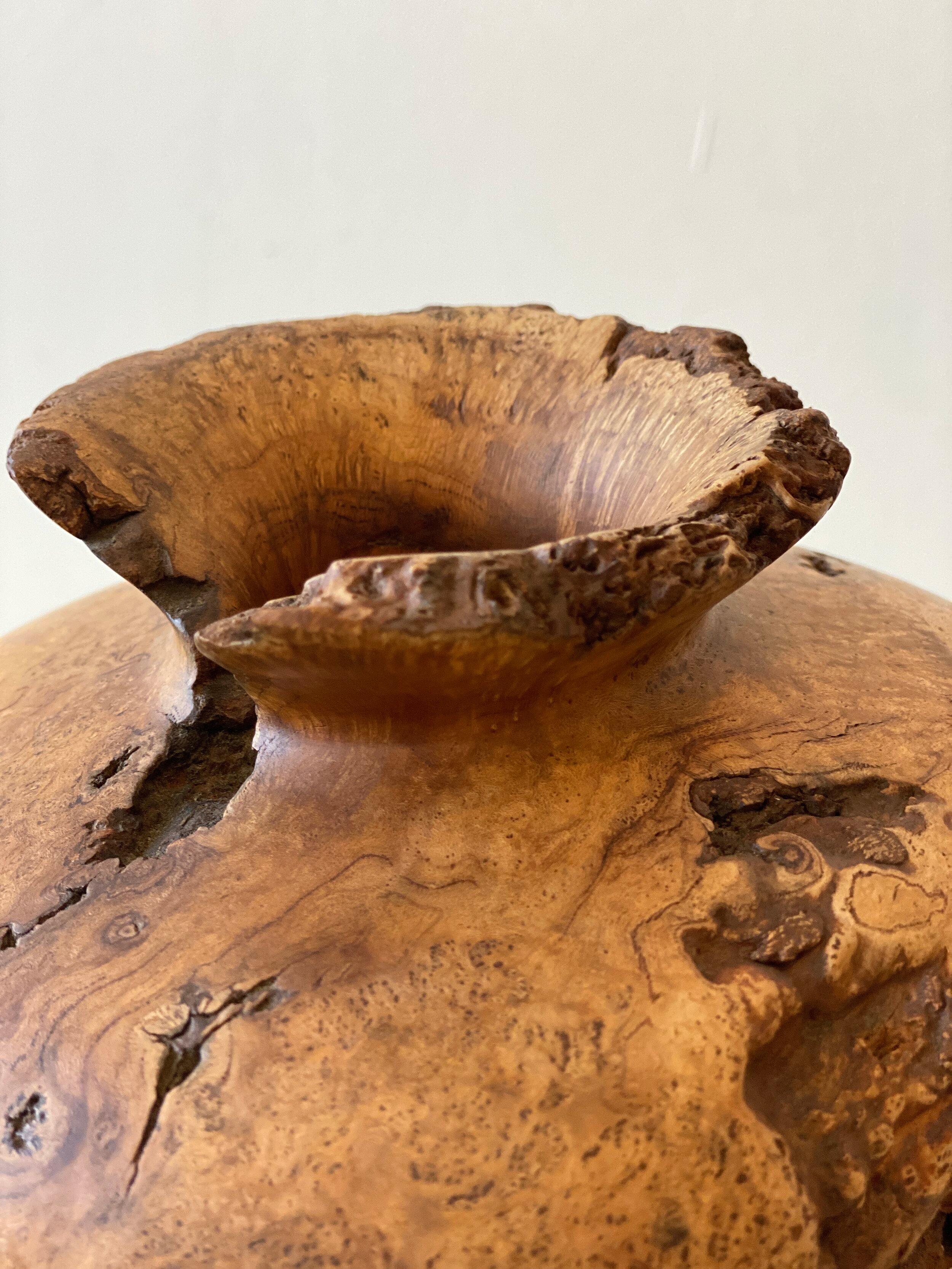 Melvin Lindquist Sculptural Turned Cherry Burl Wood Vase, Signed and Dated 1978 For Sale 1