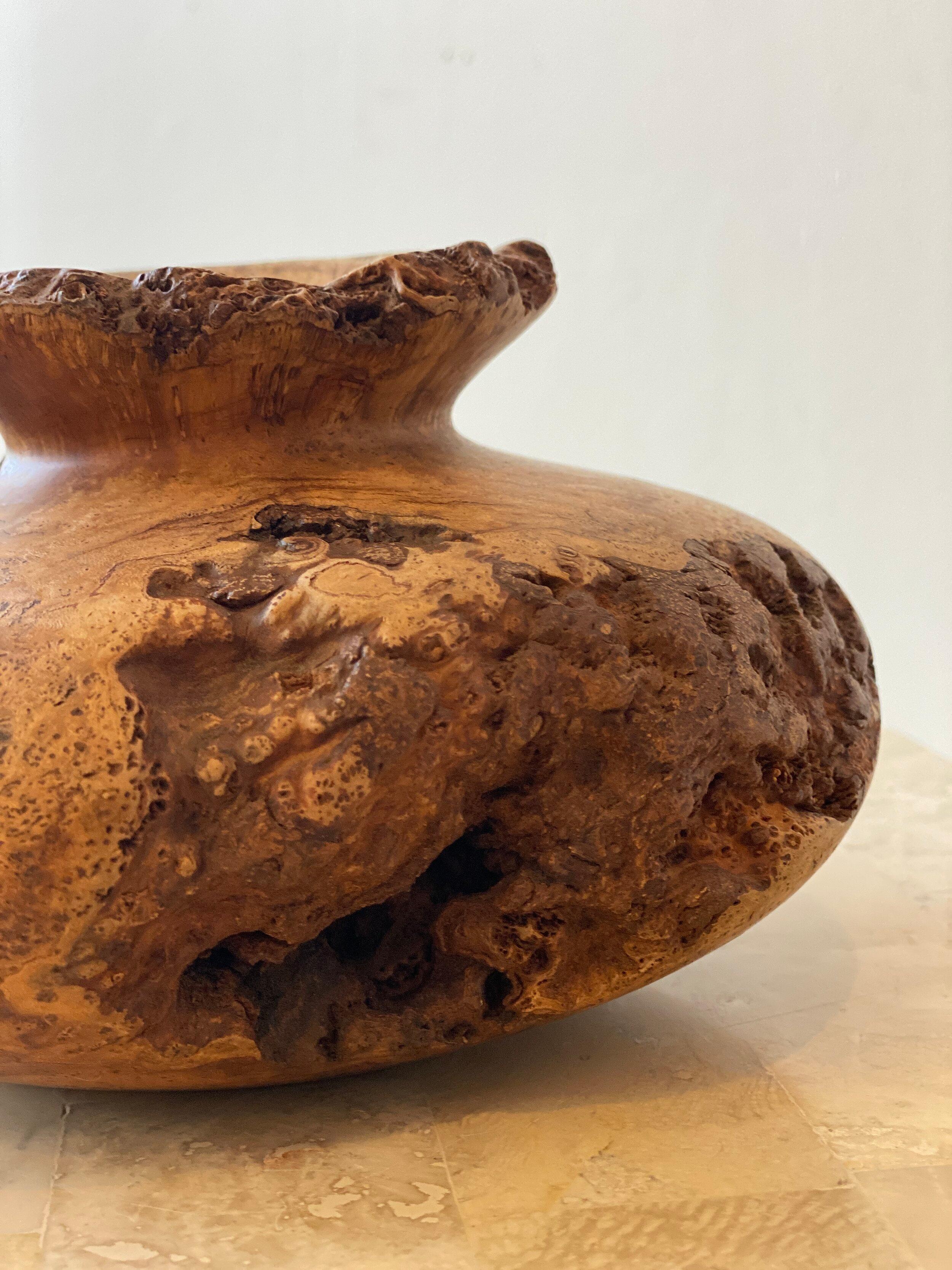 Melvin Lindquist Sculptural Turned Cherry Burl Wood Vase, Signed and Dated 1978 For Sale 2