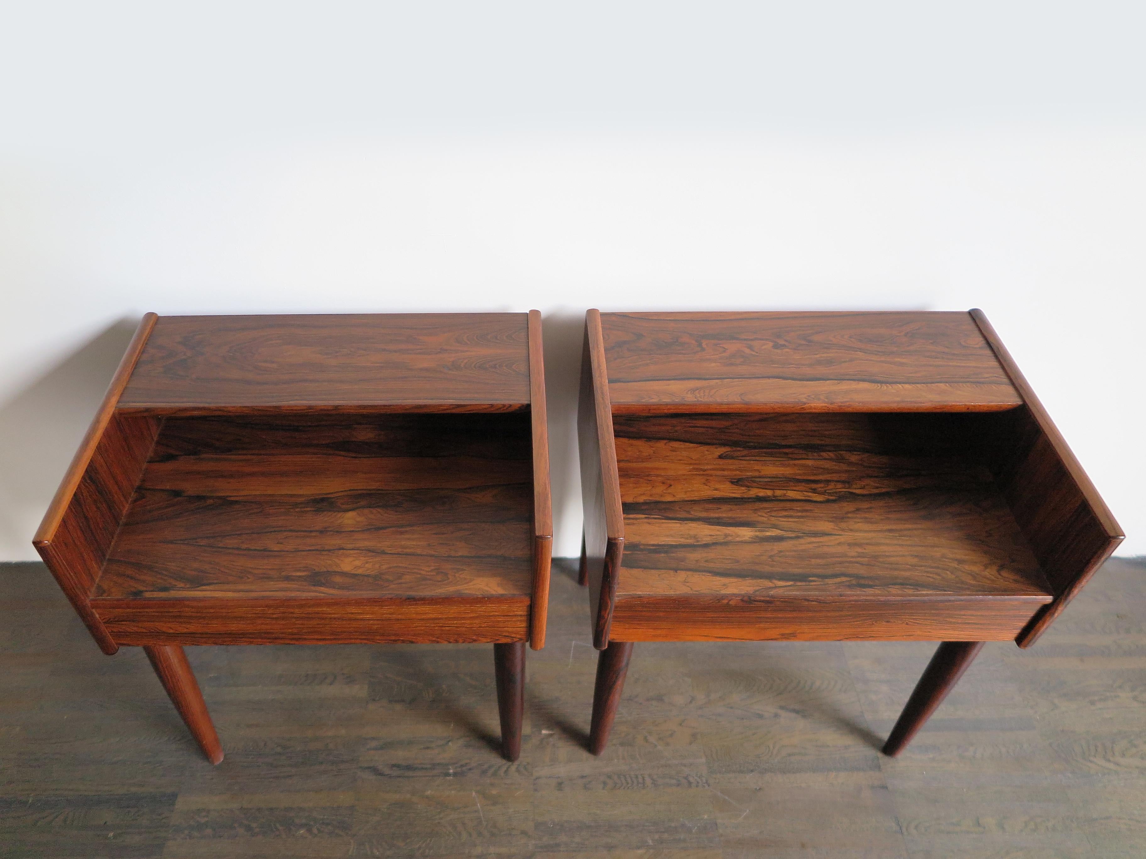 Danish Melvin Mikkelsen Scandinavian Dark Wood Bedside Tables for Haslev Møbler 1960s