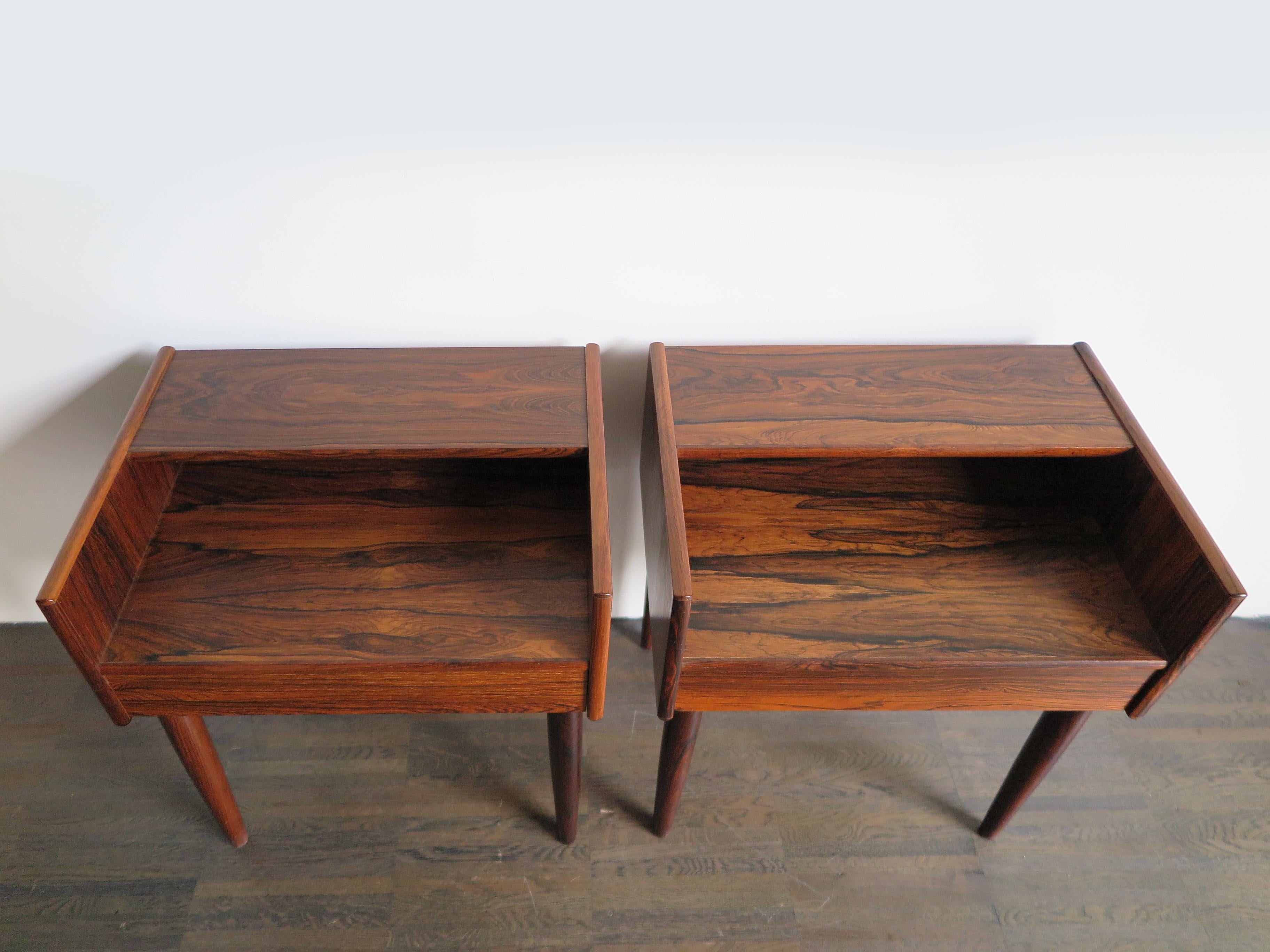 Danish Melvin Mikkelsen Scandinavian Dark Wood Bedside Tables for Haslev Møbler 1960s 