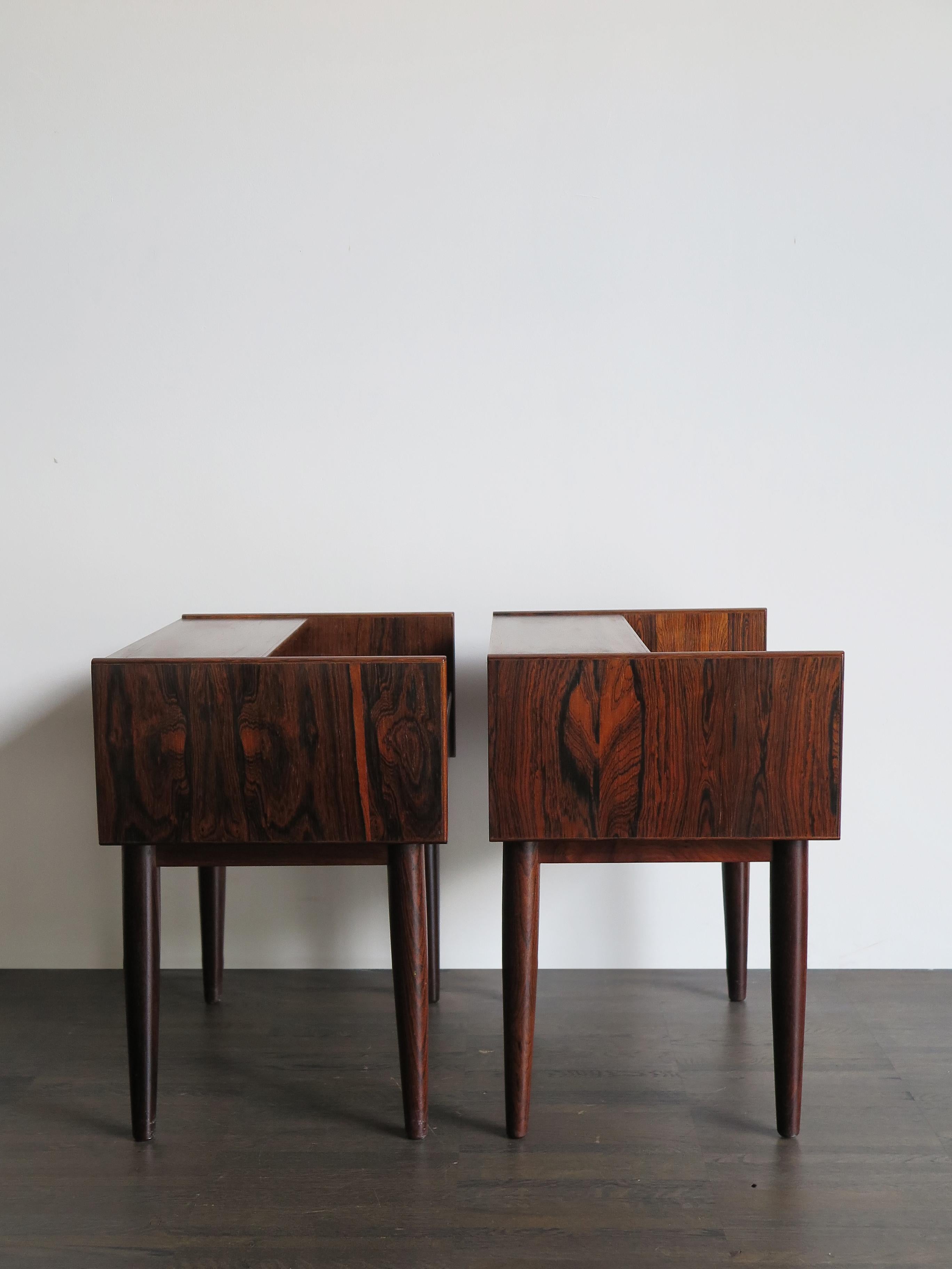 Mid-20th Century Melvin Mikkelsen Scandinavian Dark Wood Bedside Tables for Haslev Møbler 1960s 