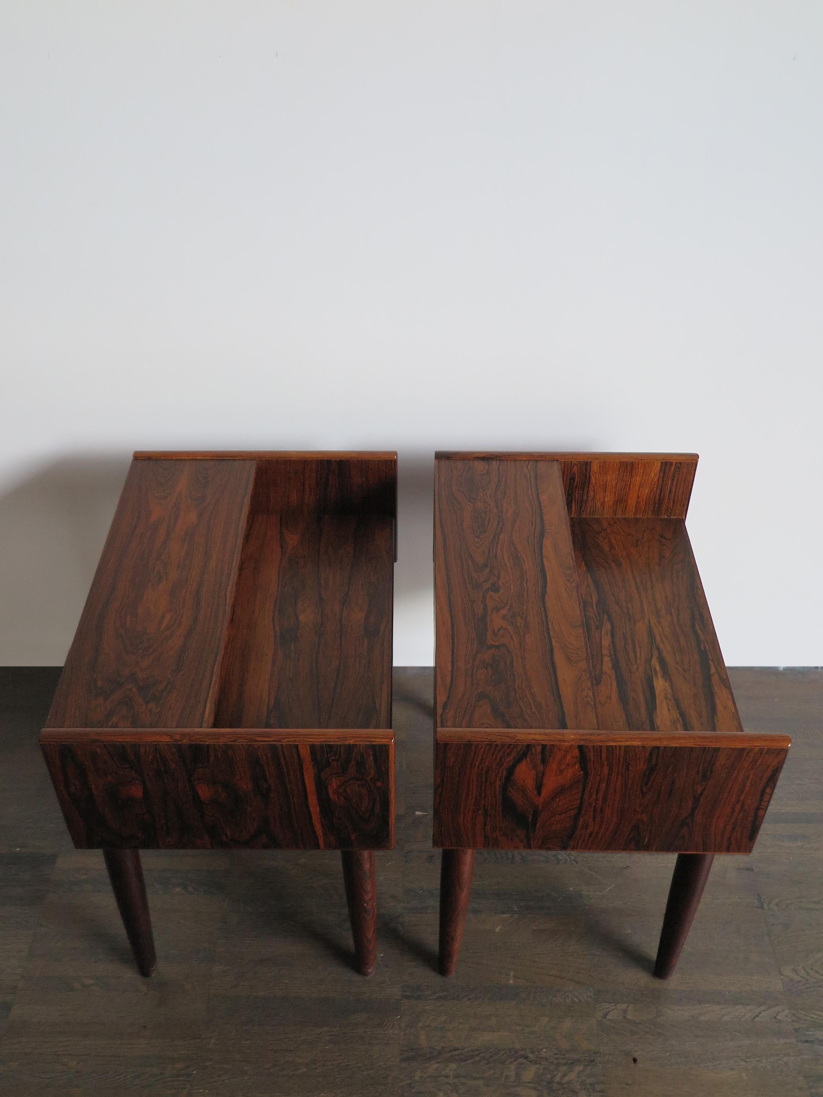 Melvin Mikkelsen Scandinavian Dark Wood Bedside Tables for Haslev Møbler 1960s  1