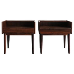 Melvin Mikkelsen Scandinavian Dark Wood Bedside Tables for Haslev Møbler 1960s