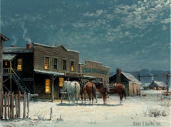 "DOCTORS OFFICE"  WESTERN COWBOYS NOCTURNAL SCENE COWBOY ARTISTS OF AMERICA