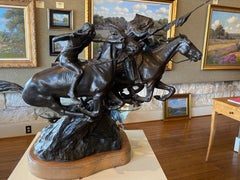 MELVIN WARREN BRONZE SCULPTURE "ANGRY WEST" INDIANS WARRIORS WESTERN