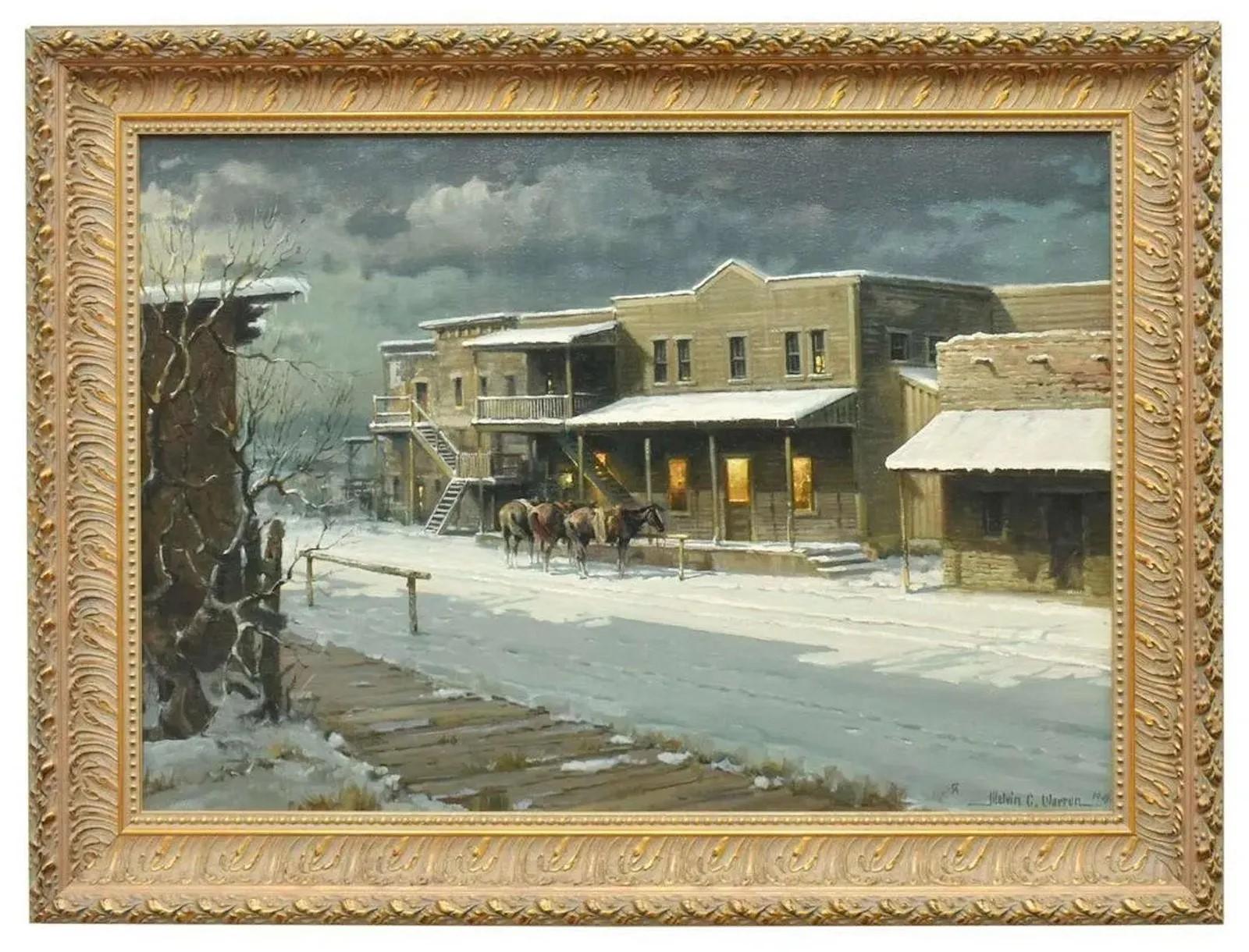 Melvin Warren Landscape Painting - "UNTITLED" WINTER SNOW SCENE