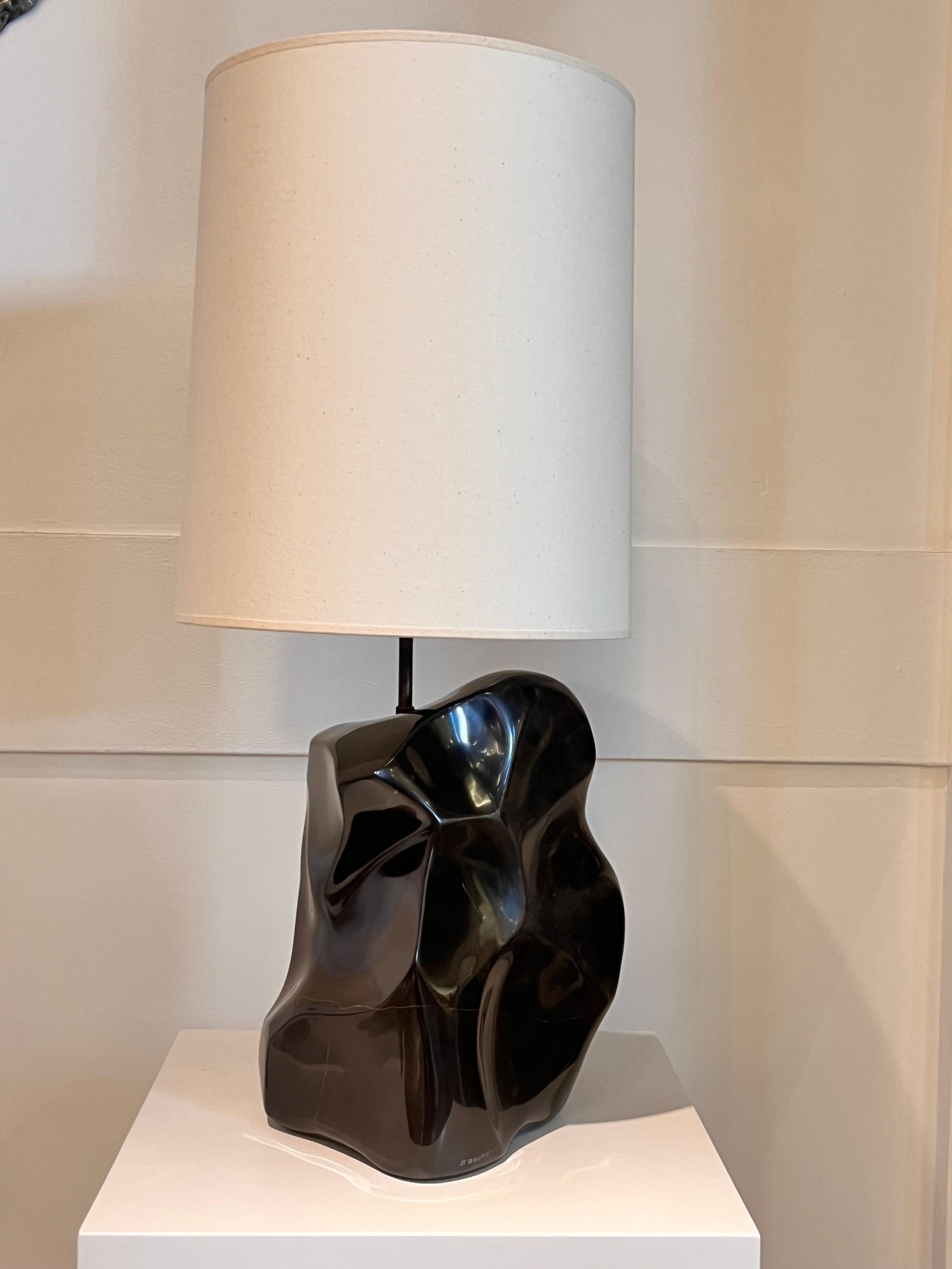 French Mem martins marble lamp by Jean-Frédéric Bourdier - signed by the artist