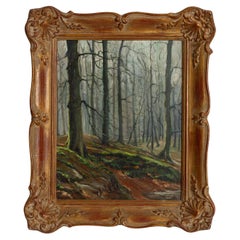 Member of the Royal Liege Art Circle Woodland Landscape Belgian Oil Painting
