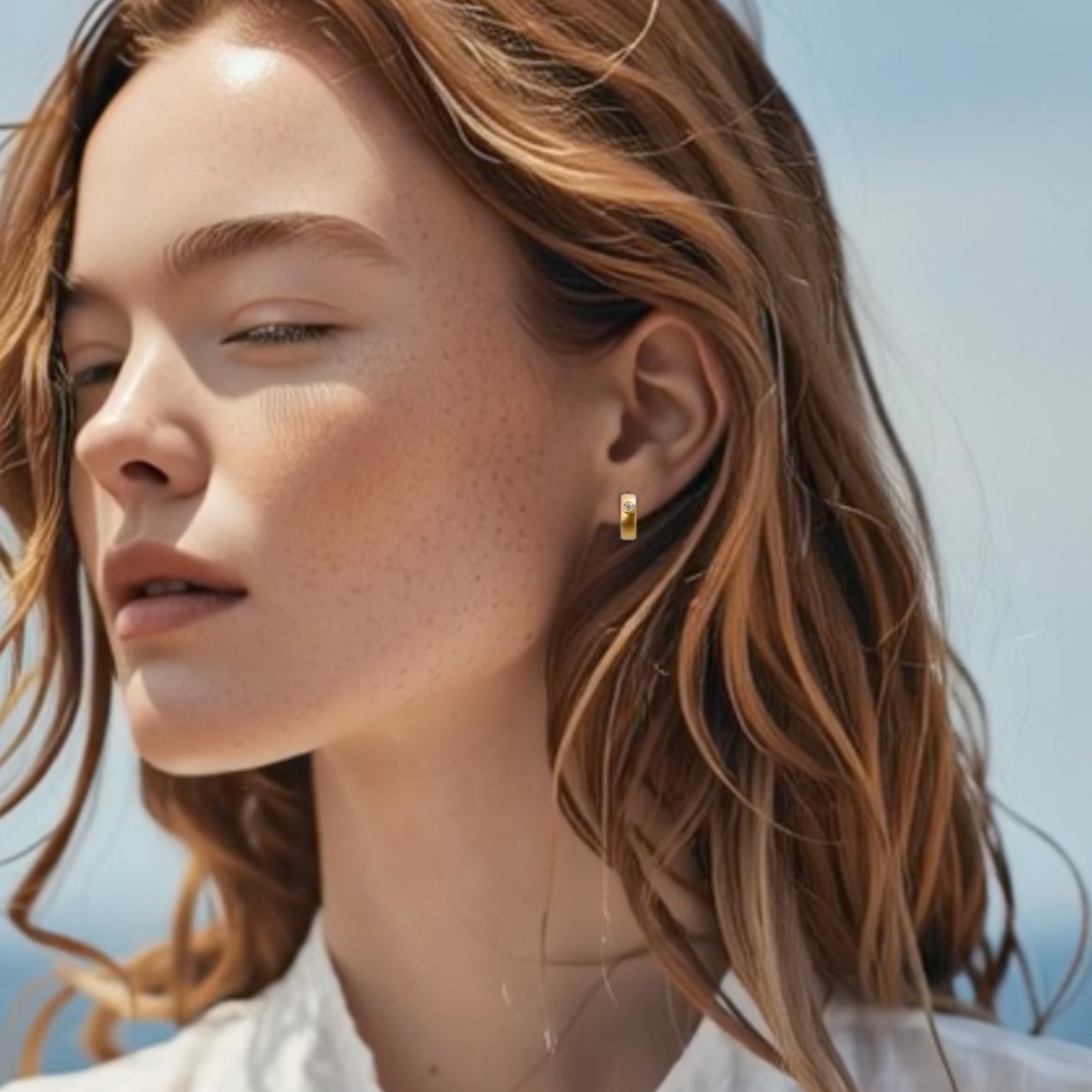 Orecchini Meme in oro con diamante, tondi da 1/2 in vendita 2