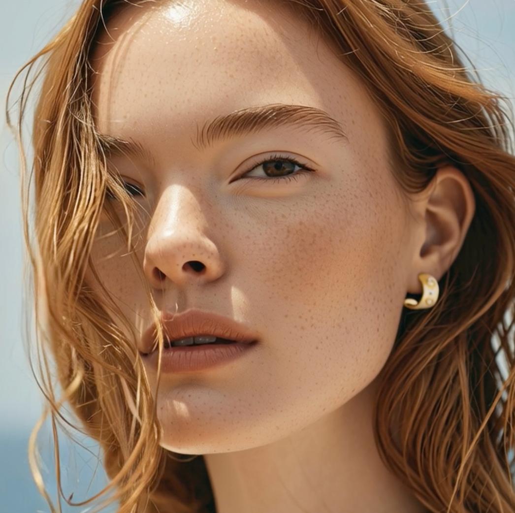 Orecchini Meme in oro con diamante, tondi da 1/2