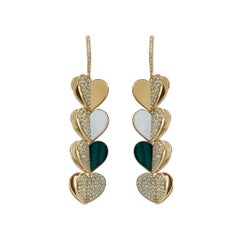 Memento 4 Multi Stone and Diamond Heart Dangle Earrings