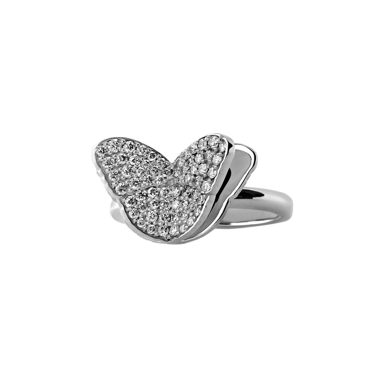Memento All Diamond Butterfly Charm Pendant White Gold In New Condition For Sale In Houston, TX