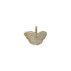 Memento All Diamond Butterfly Charm Pendant Yellow Gold
