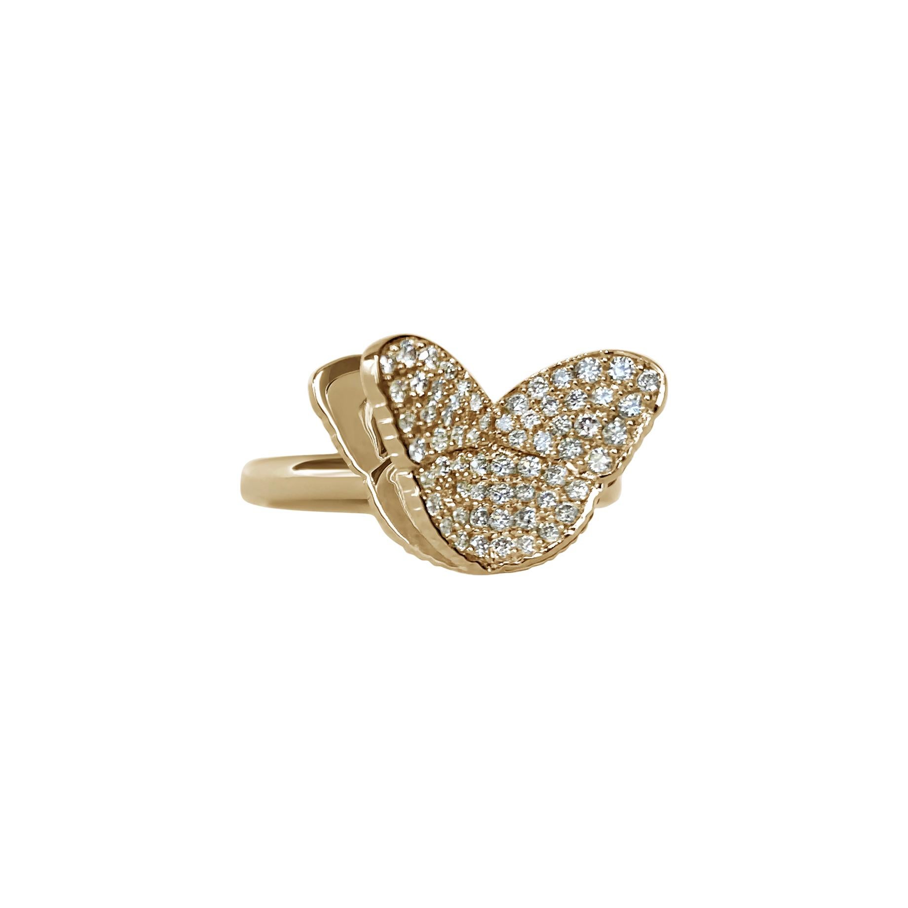 Women's or Men's Memento All Diamond Butterfly Charm Pendant Yellow Gold For Sale