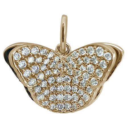 Memento All Diamond Butterfly Charm Pendant Yellow Gold For Sale