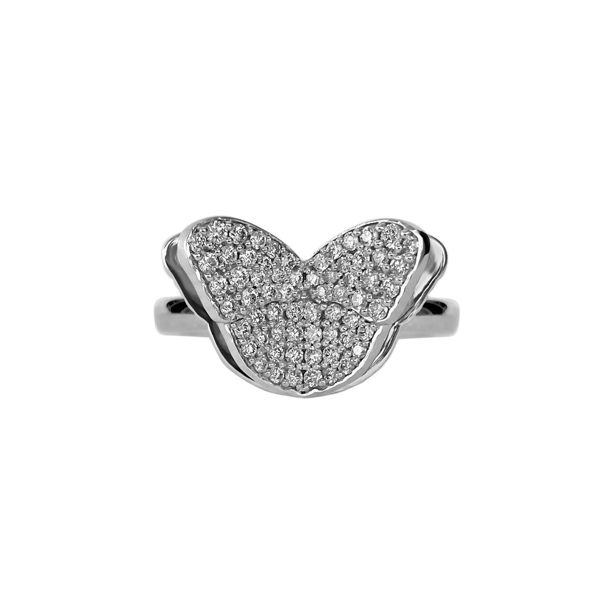 Memento All Diamond Butterfly Ring White Gold In New Condition For Sale In Houston, TX