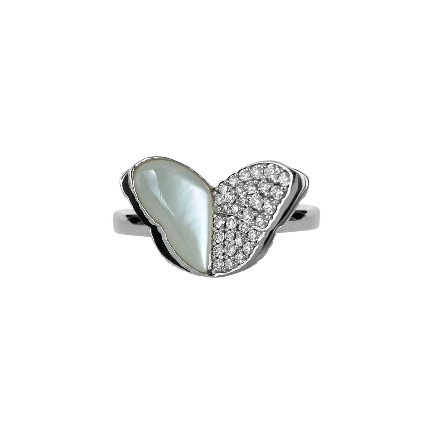 Memento All Diamond Butterfly Ring White Gold For Sale 3