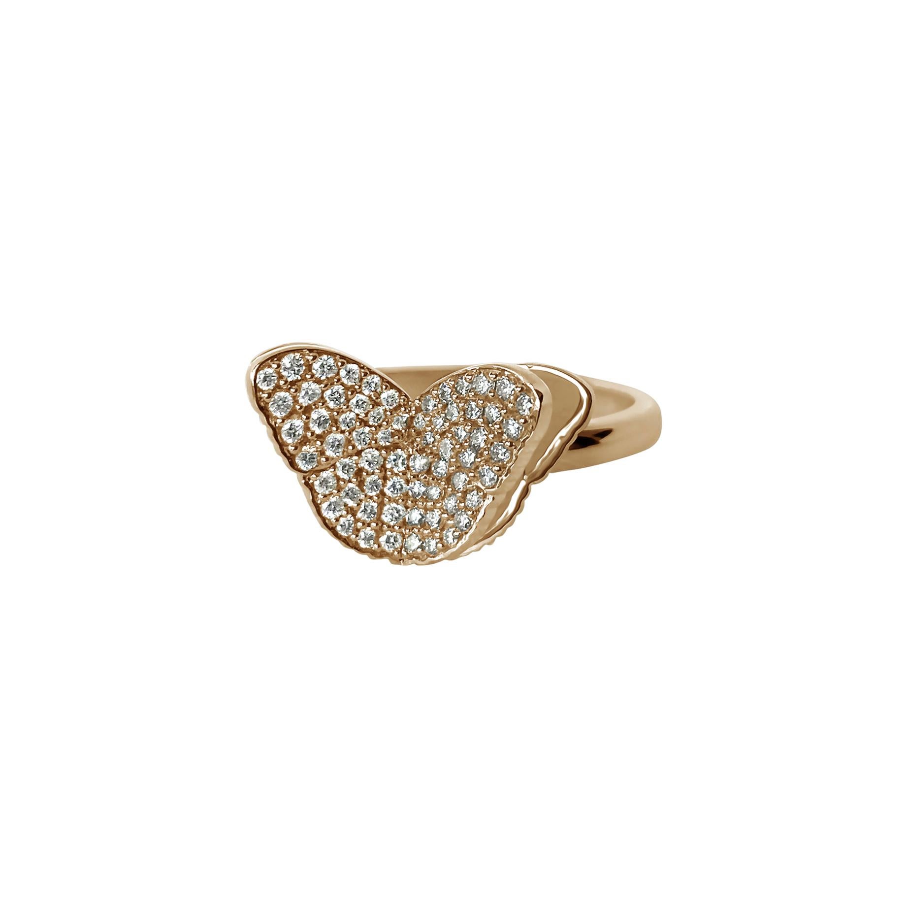 Memento All Diamond Butterfly Ring Yellow Gold In New Condition For Sale In Houston, TX