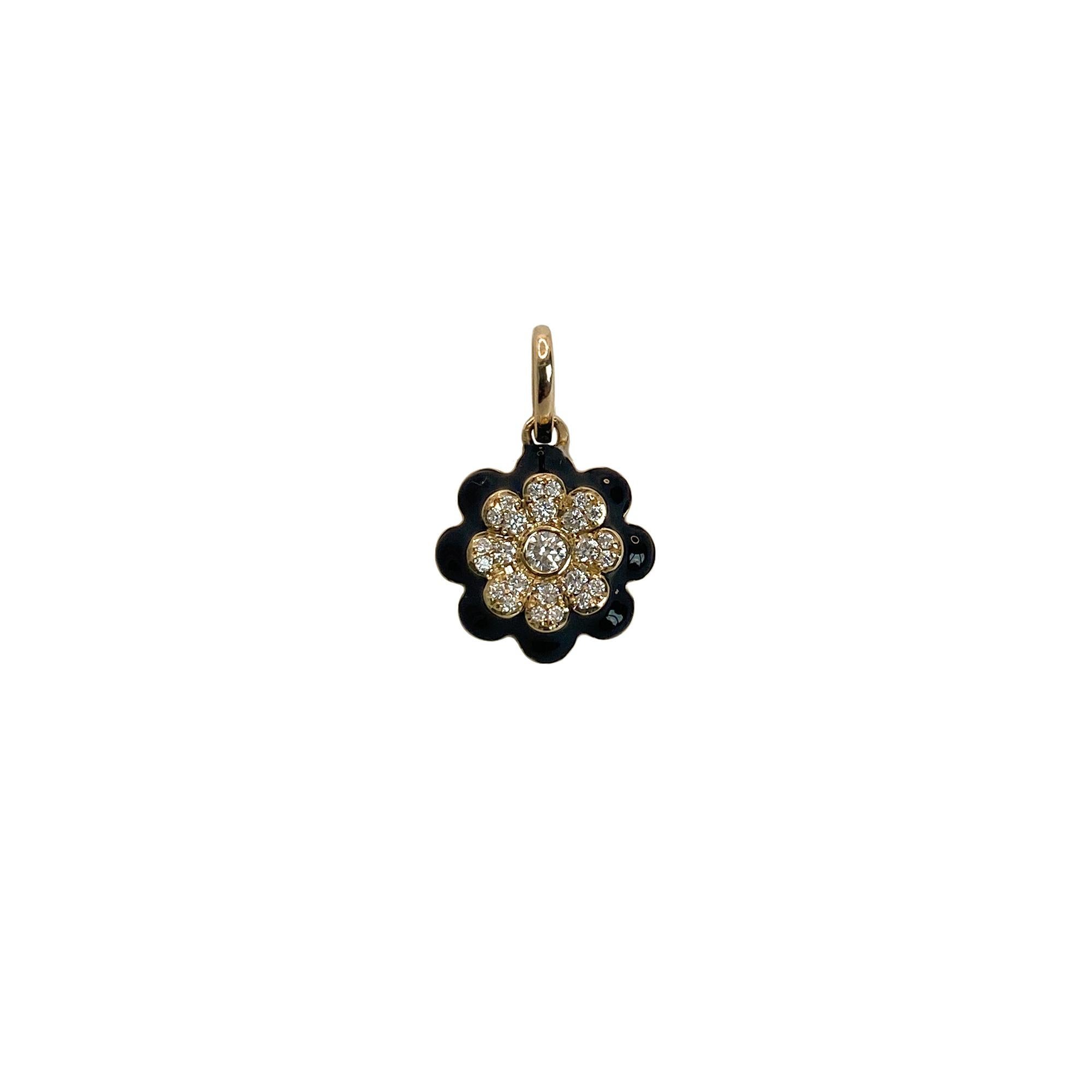 Women's or Men's Memento All Diamond Flower Charm Pendant For Sale