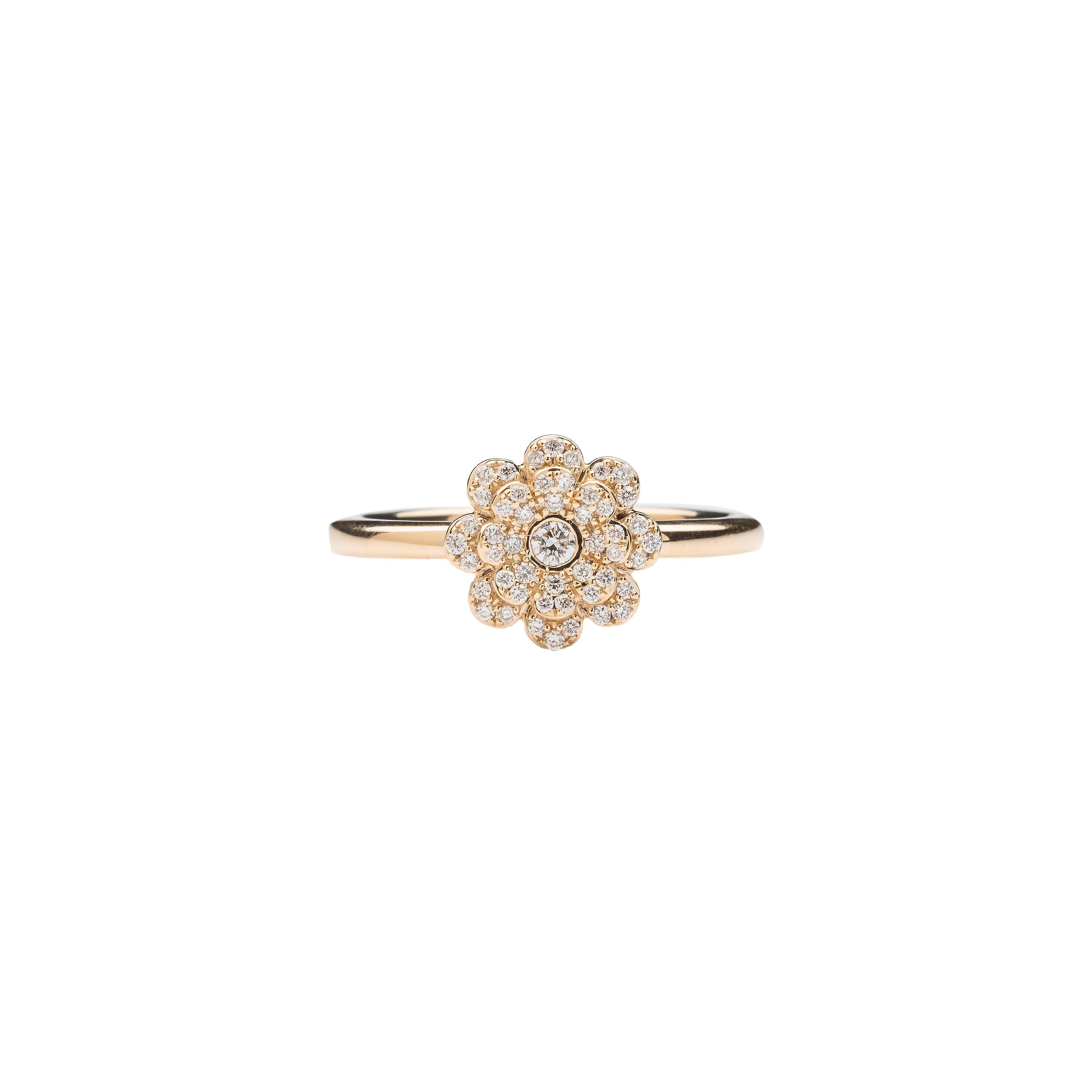 Women's or Men's Memento All Diamond Flower Ring White Gold Small For Sale