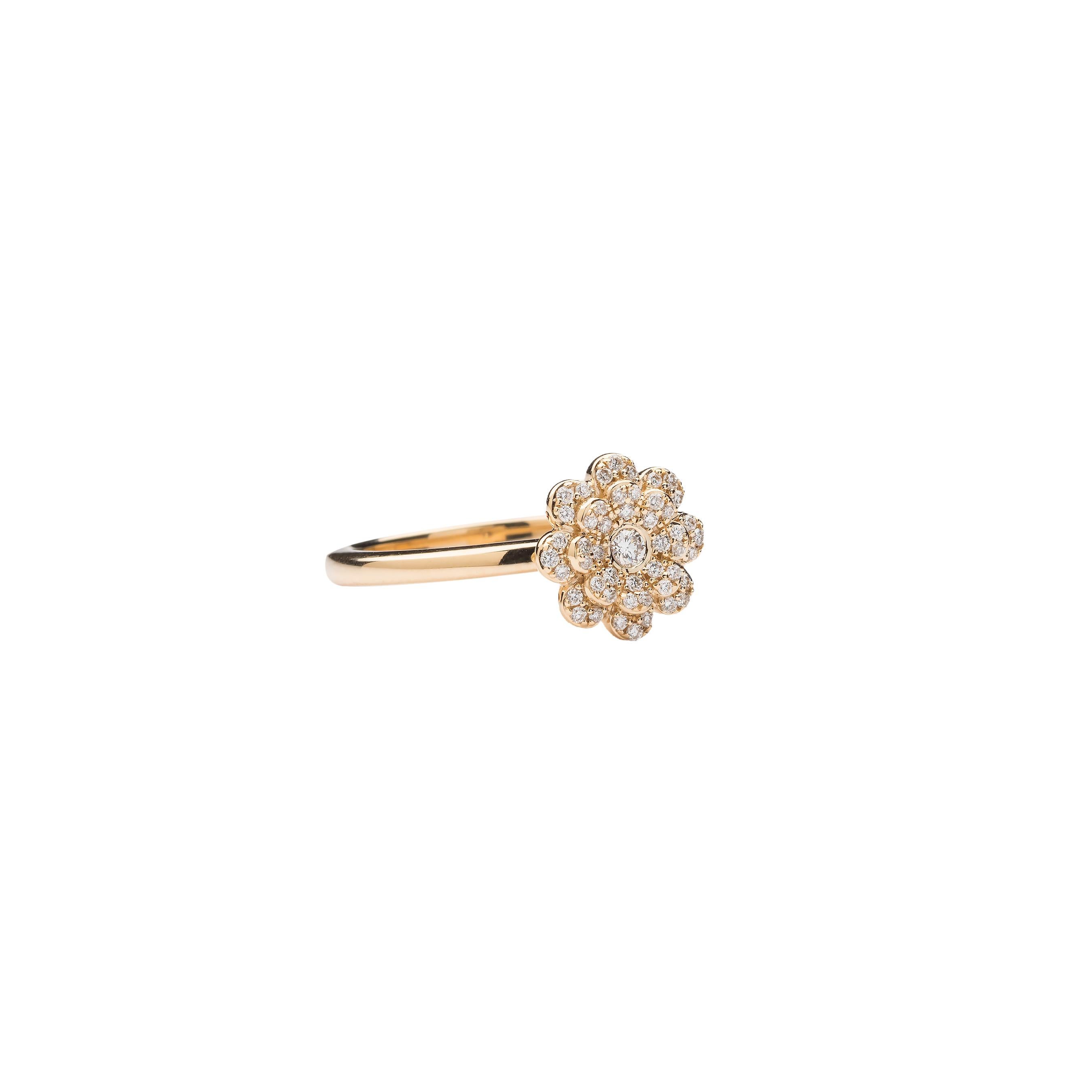 Memento All Diamond Flower Ring White Gold Small For Sale 1