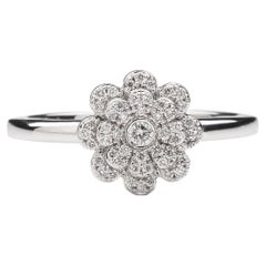 Memento All Diamond Flower Ring White Gold Small