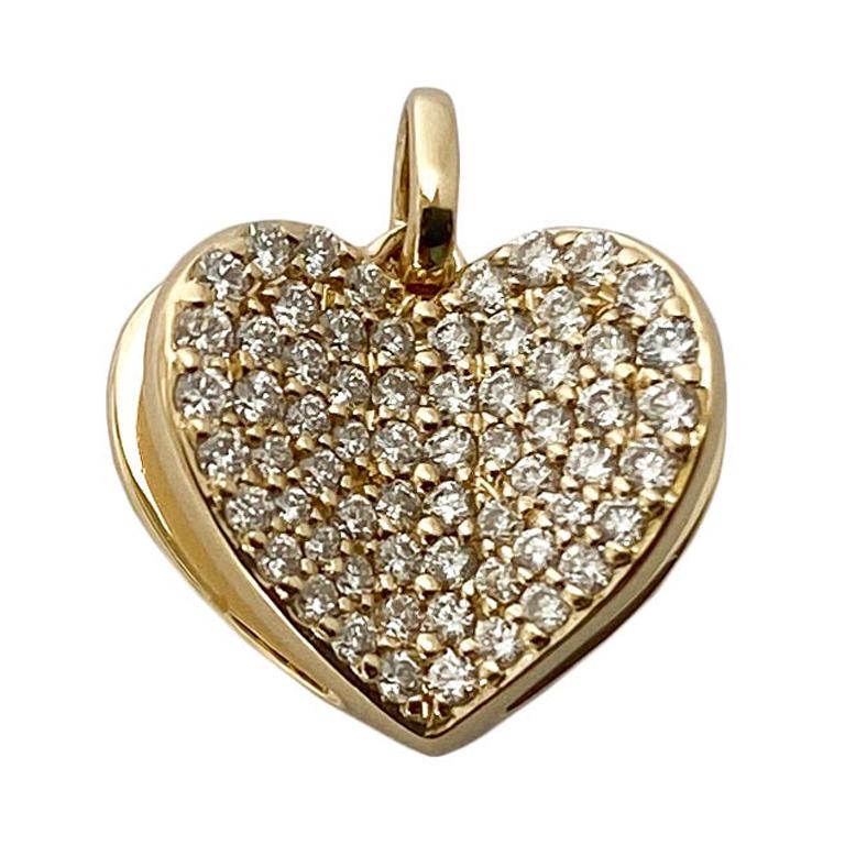 Memento All Diamond Heart with Pages Charm Pendant For Sale