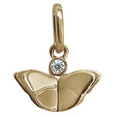 Memento All Gold, Single Diamond on Top Butterfly Charm Pendant