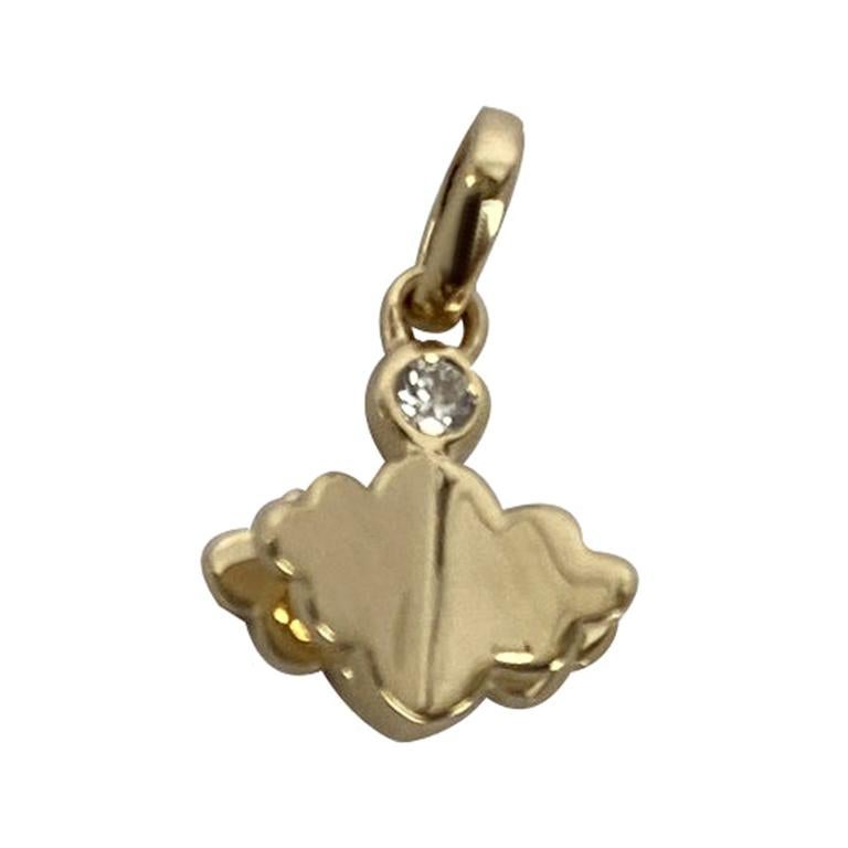 Memento All Gold, Single Diamond on Top Cloud with Pages Charm Pendant For Sale