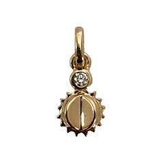 Memento All Gold, Single Diamond on Top Sun with Pages Charm Pendant