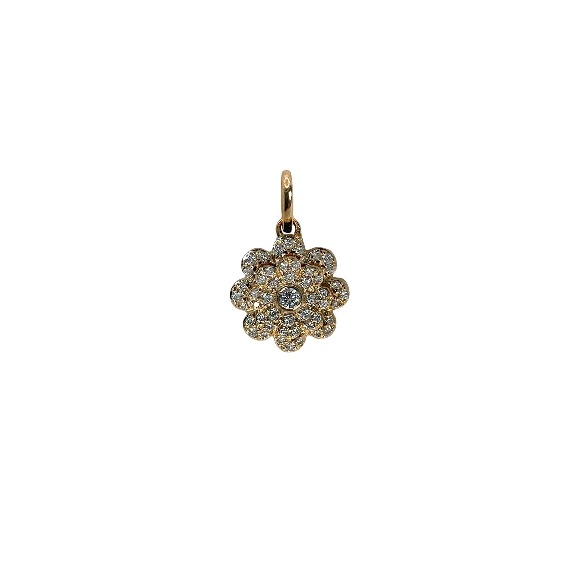 Memento Diamond and Black Enamel Flower Charm Pendant 1