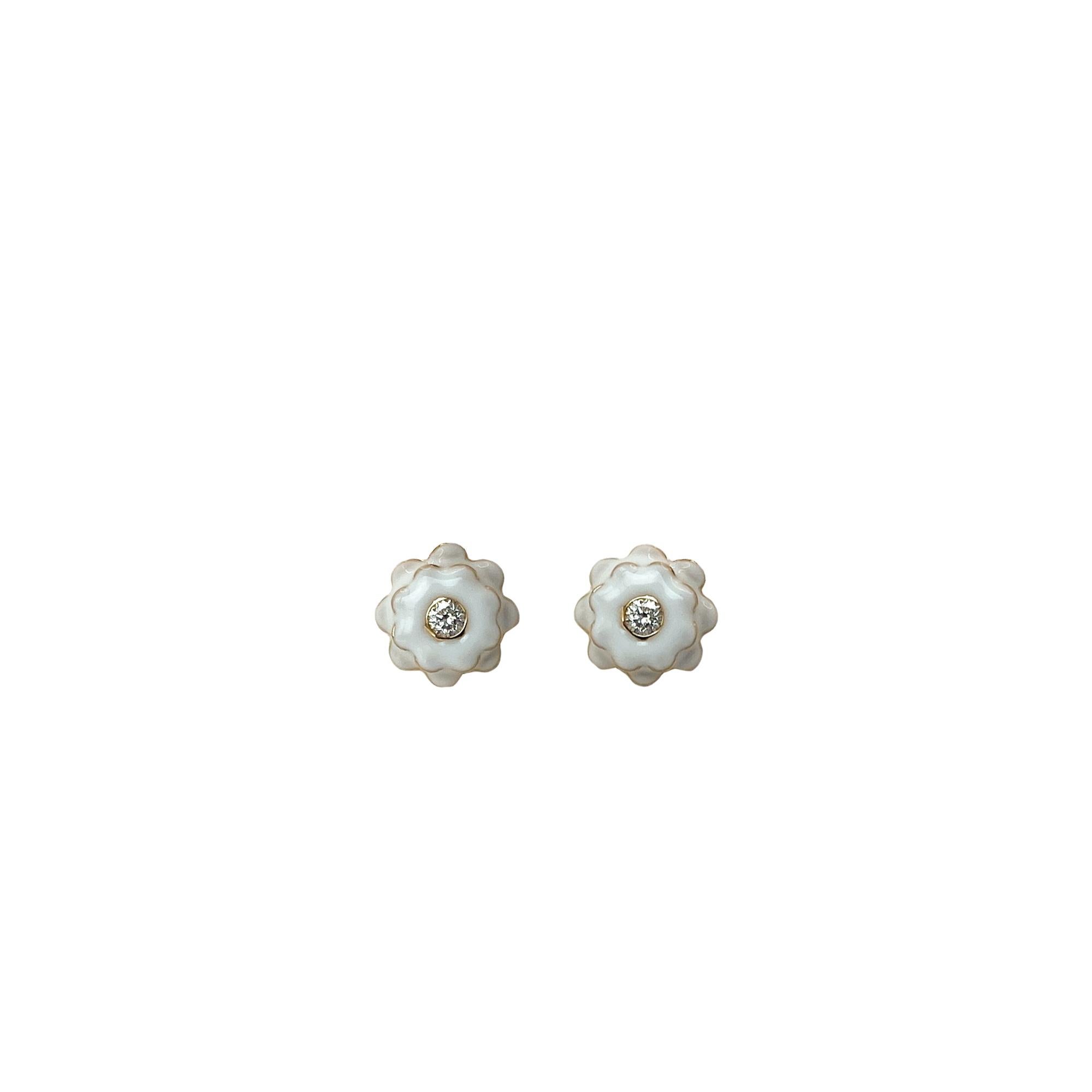 Mini-Ohrringe aus Diamant und schwarzer Emaille mit Blumenmotiv von Memento 6