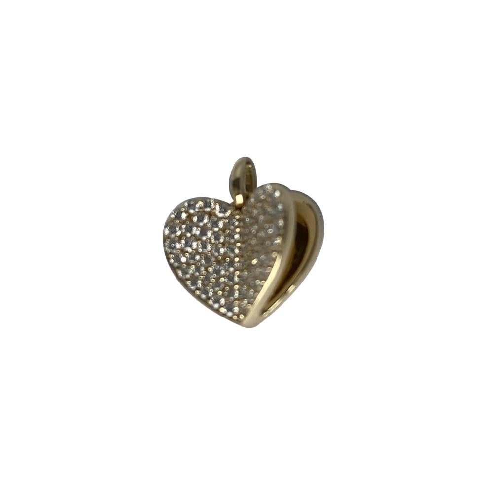 Half Gold, Half Diamond Heart mit Seiten-Charm-Anhänger von Memento im Angebot 4