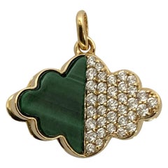 Memento Half Malachite, Half Diamond Cloud with Pages Charm Pendant