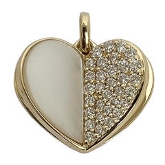 Pendentif Memento en nacre, demi-cœur en diamant avec breloque en forme de pages